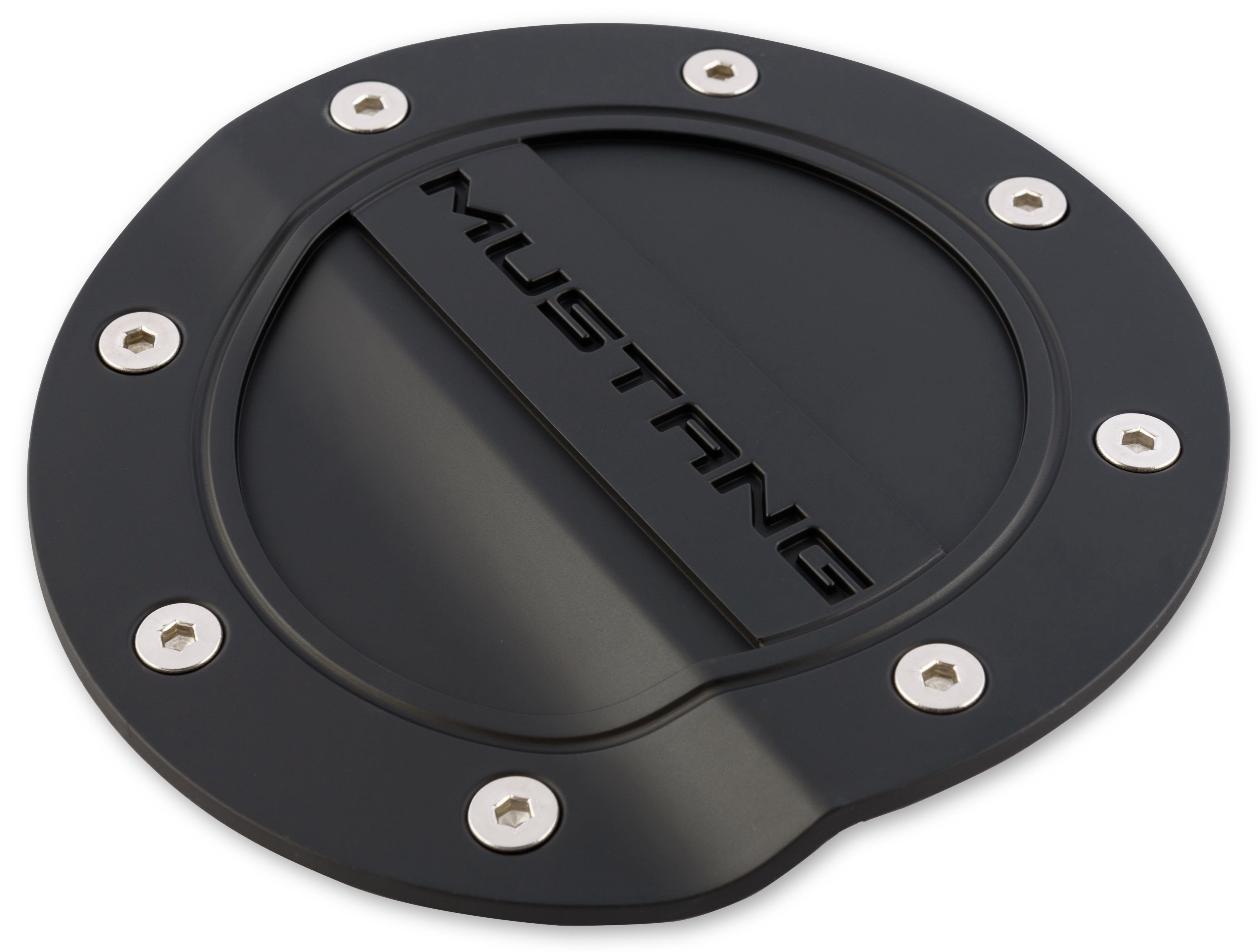 Drake Muscle Cars FR3Z-6640526-MA Fuel Door Comp Series Black with Mustang Logo