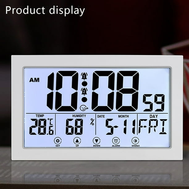 Reloj con temperatura exterior e interior reloj digital con alarma autoajustable pantalla grande relojes de pared con pilas o relojes de escritorio para dormitorio sala de estar oficina Walmart en lin...