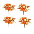 thumbnail image 2 of Fall Decor, 4Pcs 11.8 Inch Artificial Autumn Pumpkin Berry Maple Leaves Stems Picks Vase Decorations For Home Harvest Holiday Halloween Thanksgiving Table Centerpiece Indoor Decor, 2 of 5
