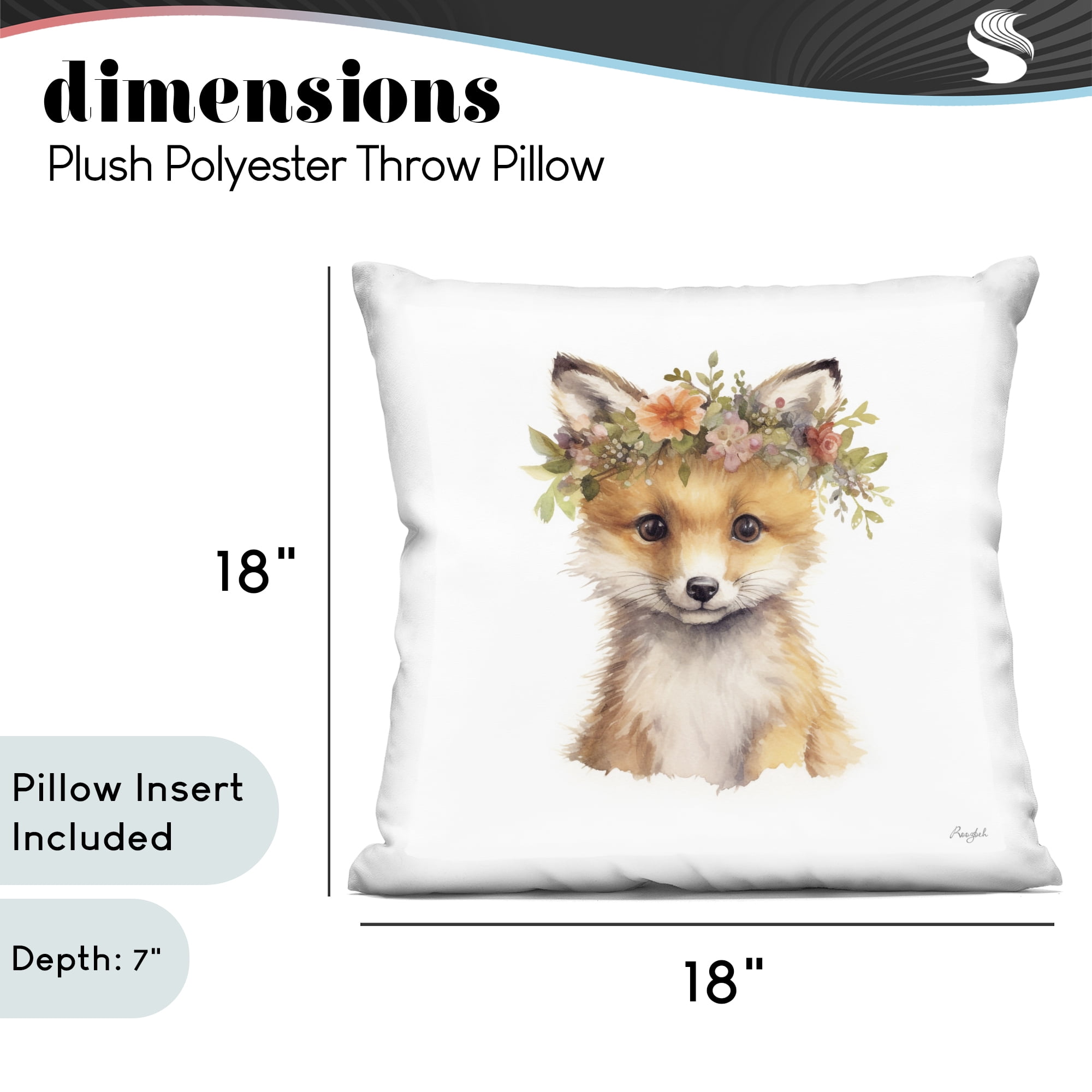 Stupell Industries Woodland Fox Flower Crown Decorative Printed Throw Pillow, design by Roozbeh