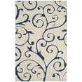 thumbnail image 3 of SAFAVIEH Florida Doug Floral Vines Geometric Shag Area Rug, Cream/Blue, 6' x 9' - Transitional Modern Design, Cream & Blue, Non-Shedding & Easy Cleaning, Ultra Plush Thick Pile, Ideal for Living Room, 3 of 13