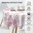 thumbnail image 4 of Pink Floral Tablecloth 70 x 70 Inch Round Chinoiserie Flowers Decorative Table Cloth Rustic Fabric Farmhouse Washable Table Cover for Picnic Party Holiday Home Indoor Outdoor, 4 of 6