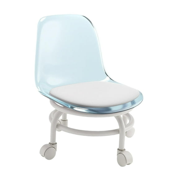 Low Rolling Stool, Low Roller Seat Stool and Backrest with Wheels Shoe Stool Seat Swivel Chair Stool for Home Cleaning, Salon, Fitness Blue