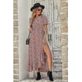 thumbnail image 7 of PRETTYGARDEN Women's Summer Wrap Maxi Dress Casual Boho Floral V Neck Short Sleeve Ruffle Hem Split Beach Long Dresses, 7 of 7