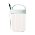 thumbnail image 1 of Vaso de vidrio de 430 ml para avena con cuchara y tapa, hermético, sin BPA, ideal para preparar avena durante la noche, cereales, ensaladas, yogur y desayunos saludables., 1 of 7
