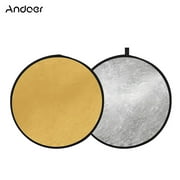 Andoer 24" 60cm Portable Collapsible Disc Light Reflector Photography Reflector Gold and Silver 2-in-1 for  Photography Live Streaming