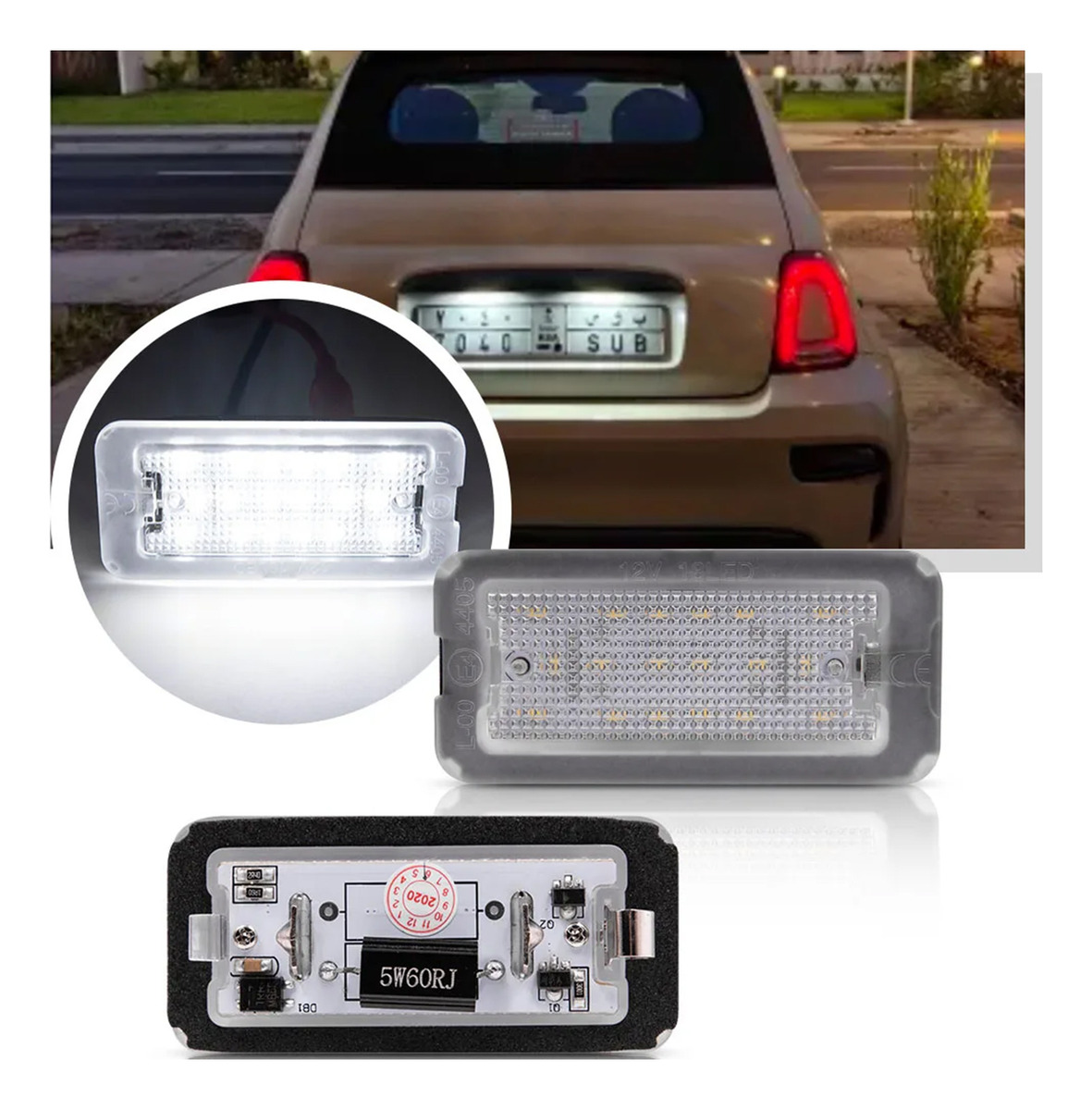 Applicable to License Plate Lights for Fiat 500/500c and Abarth 2007-2016