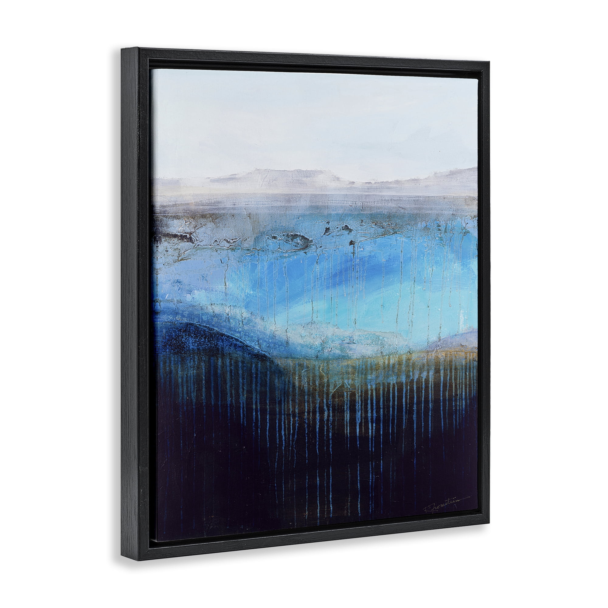 Stupell Industries Intense Abstract Landscape Abstract Painting Black Floater Framed Canvas Art Print Wall Art, 25 x 31