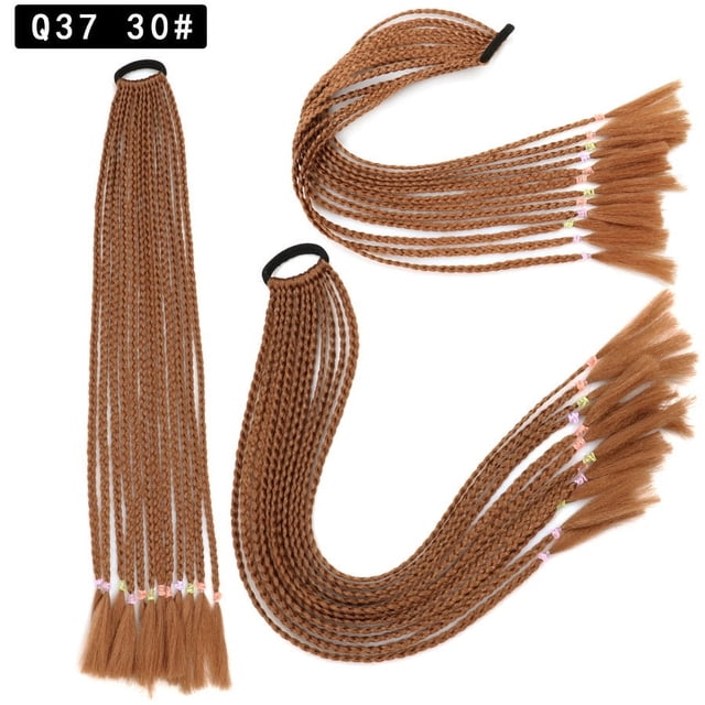 Zhuge 2 Pcs Extension de Queue de Cheval Tressée Synthétique Boîte Tressée Queue de Cheval Perruque Extensions Corde à Cheveux Naturelle Douce Accessoires de Mode pour Femmes Usage Quotidien, Auburn Clair