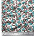thumbnail image 1 of Soimoi Poly Georgette Fabric Leaves & Lotus Block Printed Craft Fabric by The Yard 52 Inch Wide, 1 of 1