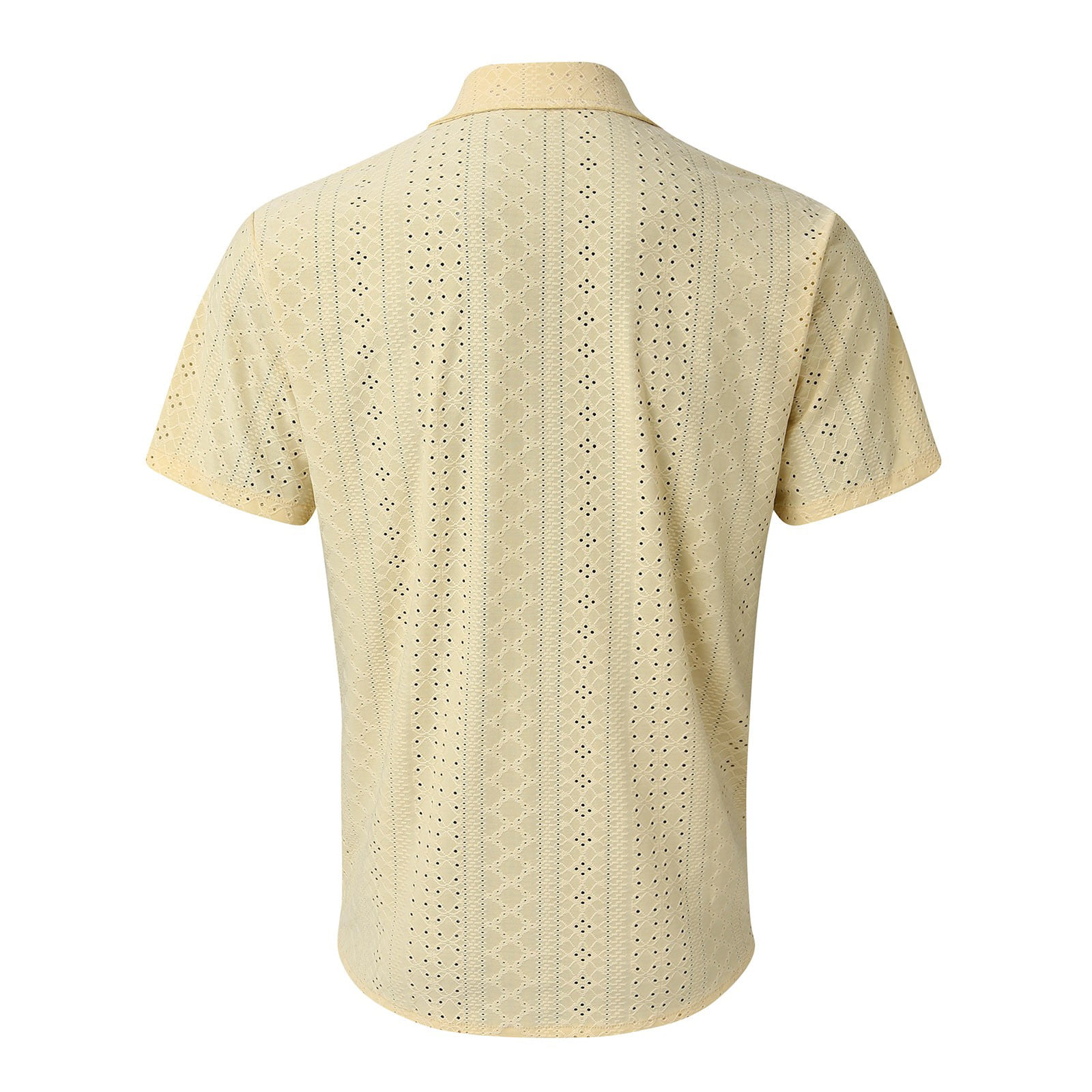 adviicd Mens Button Up Shirts Short Sleeve Men's Teaser Short Sleeve  Fishing Button Down Shirt Yellow 2XL 