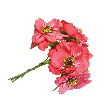 Puppy Flower - 6Pcs/Bunch 3.5cm Mini Silk Cherry Artificial Poppy Bouquet DIY Handmade Wreath Scrapbook Wedding Decoration Craft Fake Flower