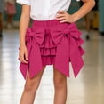 thumbnail image 3 of FRSASU Girls Summer Bow Tie Mini Skirt Cute Pleated High Shirred Waist Layered Ruffle Hem Short Cake Skirts Hot Pink, 3 of 9