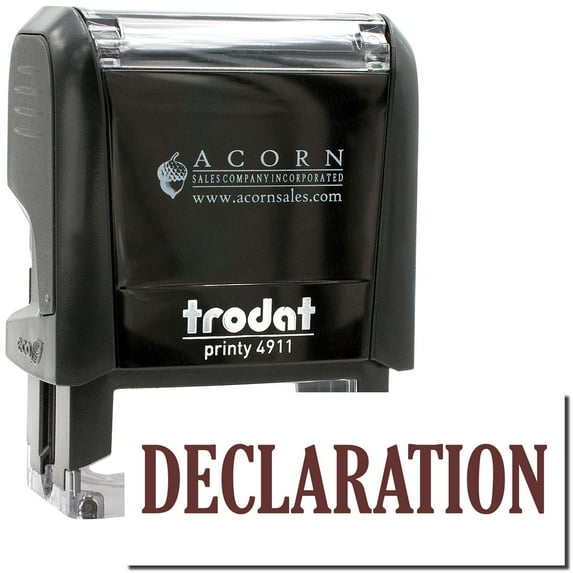 Self-Inking Declaration Stamp, Trodat Printy 4911, Press and Print Stamping, Impression Size 5/8" x 1-1/2", Up to 10,000 Impressions - Brown Ink