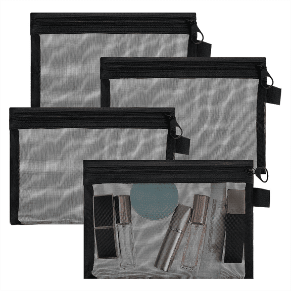 4pcs Mini Mesh Zipper Bags,Mesh Pouch Small Bags Nylon Makeup Bag for Home Office