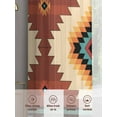 thumbnail image 6 of Teal Red Tribal Geometric Sheer Curtains 108 inches Long, Vintage Boho Native Abstract Light Filtering Sheer Window Curtains Rod Pocket Voile Drapes for Bedroom Living Room, 2 Panels 52"W x 108"L, 6 of 7