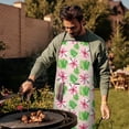 thumbnail image 4 of Pioneer Flower Floral Print Pattern Cotton Linen Apron with Pockets, Waterproof Adjustable, 33x27 Inch for Kitchen, Gardening, BBQ, Salon, 4 of 6
