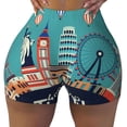 thumbnail image 2 of Rateoe Let's go Travel Printed Power Workout Shorts for Women Tummy Control Squat Proof Ribbed Thick Seamless Scrunch Active Short-Medium, 2 of 8