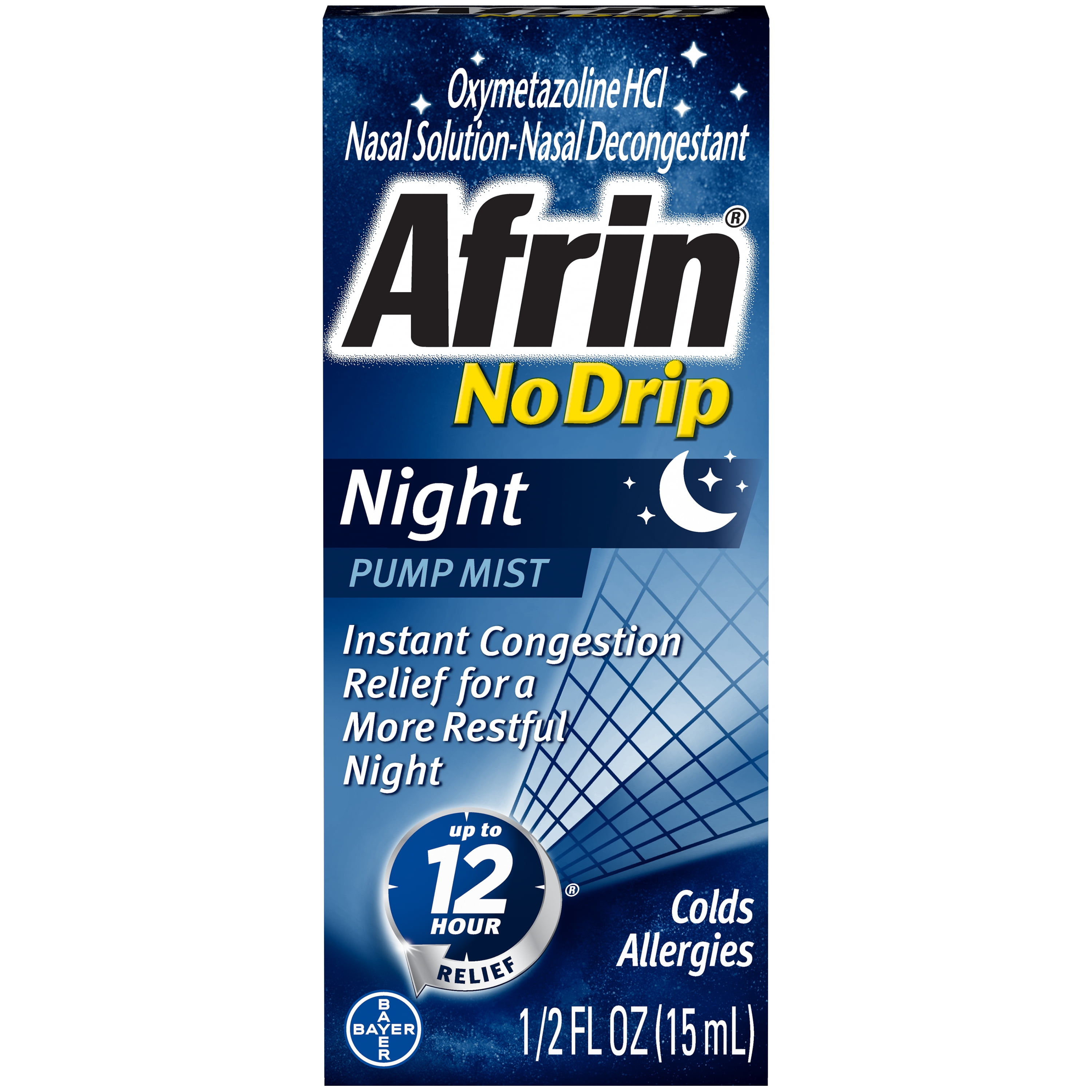 Afrin No Drip Night Pump Nasal Mist, Fast & Powerful Congestion Relief, 15 mL