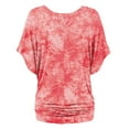 thumbnail image 3 of Made by Johnny Women's V-Neck Short Sleeve Tie Dye Drape Dolman Top XXL CORAL, 3 of 6