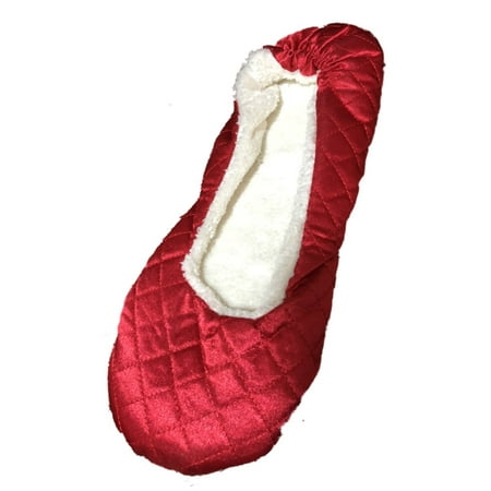 womens quilted red satin ballet style house slippers walmart com