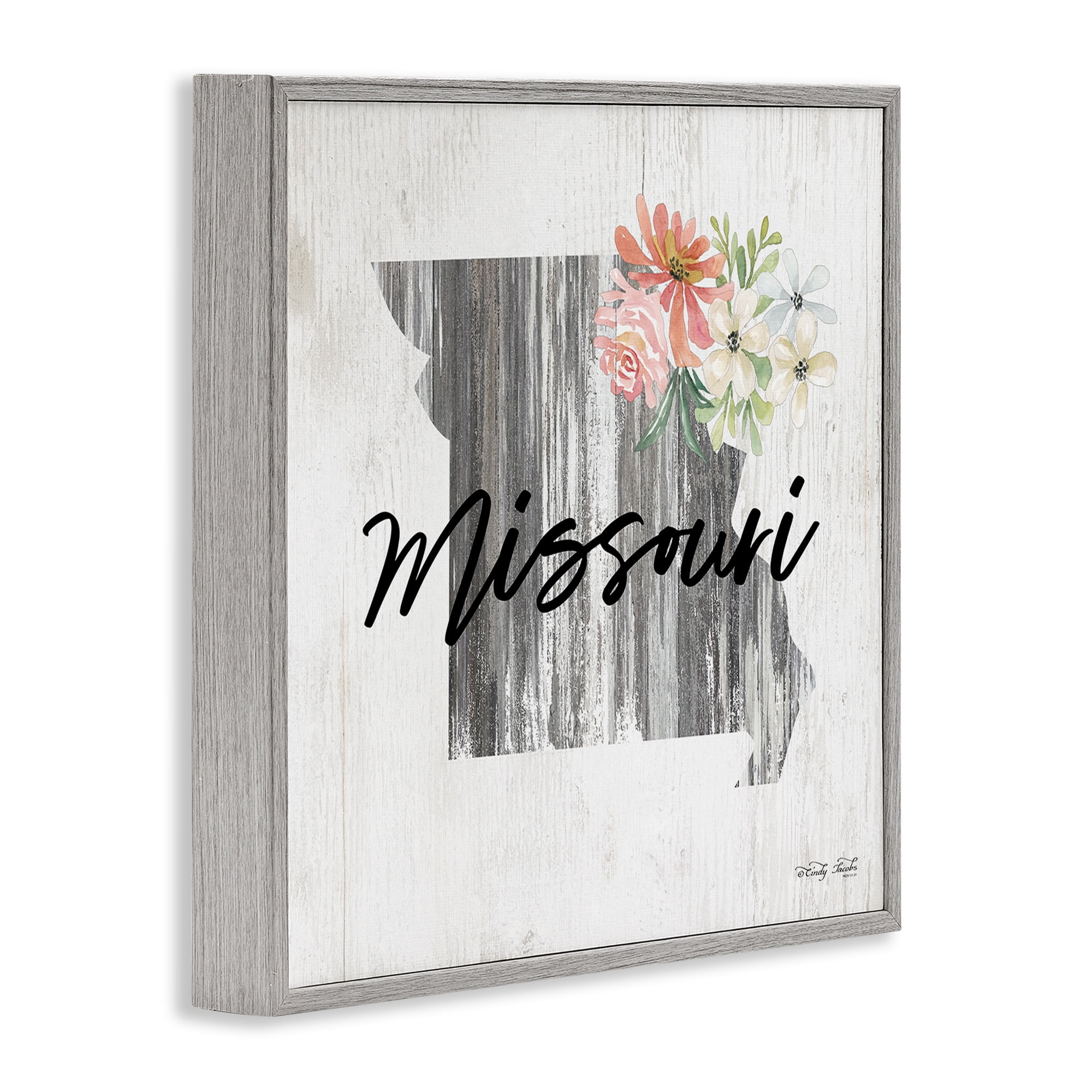 Stupell Industries Shabby Chic Missouri Botanical & Floral Painting Gray Framed Art Print Wall Art, 24 x 24
