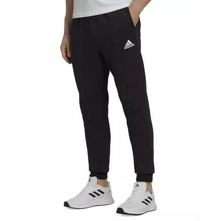 Adidas BLACK/WHITE Men's Cozy Fleece Tapered Leg Jogger Pants, US Large