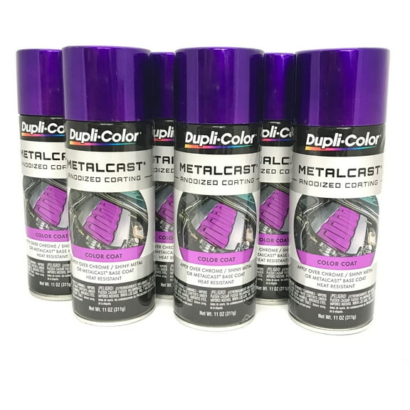 Duplicolor MC204 MetalCast Purple Anodized Heat Resistant Coat 11 oz Spray Paint, 6 Pieces