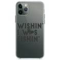 thumbnail image 1 of DistinctInk Clear Shockproof Hybrid Case for iPhone 13 (6.1" Screen) - TPU Bumper Acrylic Back Tempered Glass Screen Protector - Wishin' I was Fishin', 1 of 2
