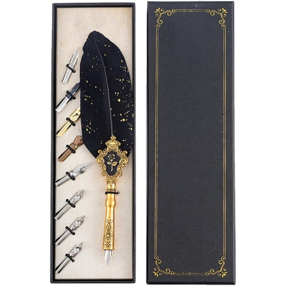 Ywmsfl Antique Quill Pen with 8 Replaceable Tip, Calligraphy Pen for Beginner