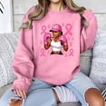 thumbnail image 3 of Uootdi Breast Cancer Awareness Womens Sweatshirt Crew Neck Long Sleeve Cool Girl Print Oversized Womens Tops, 3 of 5