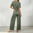 thumbnail image 5 of Bosfbaoi Two Piece Sets for Women Short Sleeve Crew Neck T‑Shirt High Waist Drawstring Wide Leg Pants Casual Loungewear Sets, 5 of 9