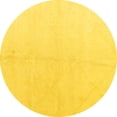 thumbnail image 1 of Ahgly Company Machine Washable Indoor Round Solid Yellow Modern Area Rugs, 6' Round, 1 of 4