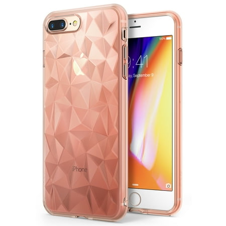 Ringke Air Prism Case Compatible with iPhone 8 Plus, 3D Geometric Design Slim TPU Cover - Rose Gold