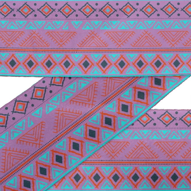 IBA Indianbeautifulart Purple Aztec Geometric Printed Ribbon Trim 9 Yards Velvet Fabric Laces For Crafts Sewing Accessories 2 Inches