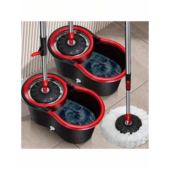 Mop Bucket Set, Spin Mop And Bucket And Twist Disc Set, Bathroom Mop Bucket, 360° Rotating Mop Bucket System With 3 Microfiber Mop Replacement Heads And Stainless Steel Adjustable Handle For Home