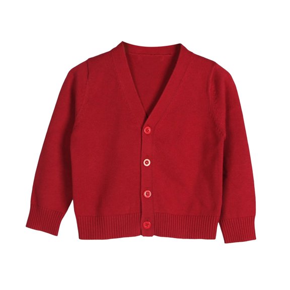 NOLDARES Boys Girls Button Closure Cardigan Toddler Cotton Knit Sweater Solid Color V-Neck Cardigan School Uniforms(Wine,80)