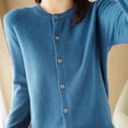 thumbnail image 3 of TARIENDY Womens Long Sleeve Cardigan Sweaters Plain Button Front Knit Cardigans Lightweight Crewneck Sweater Outerwear Blue XS, 3 of 5