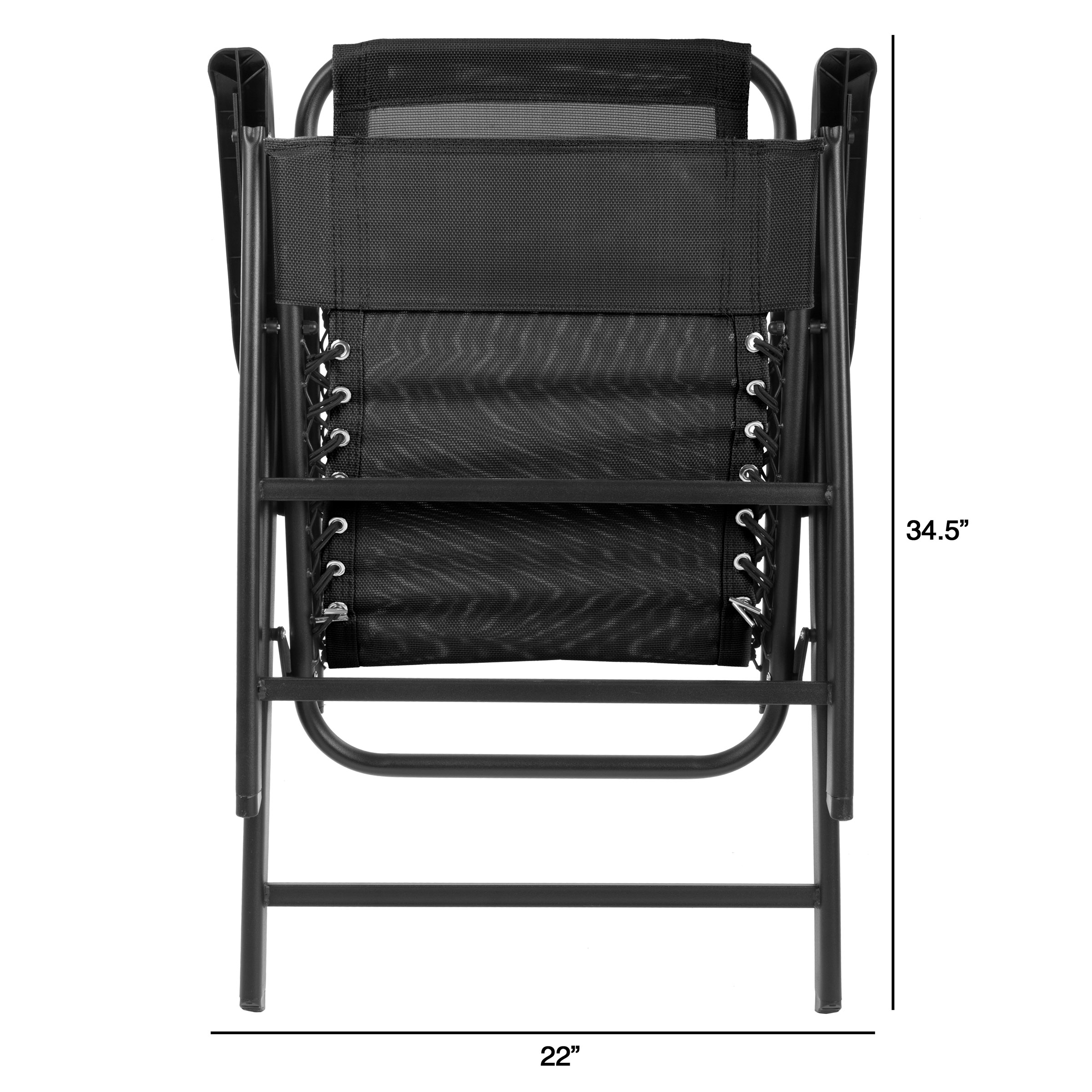 Suspension Folding Chair for Indoor/Outdoor Use- Portable Armchair with Durable Frame for Sport Events, Patio, Beach and More by Pure Garden (Black)