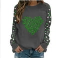 thumbnail image 2 of Cadancy St Patrick Shirts for Women Irish Shamrock Heart Graphic Long Sleeve Pullover Sweatshirts Crewneck Casual Loose Tops Fashion Funny Holiday Outfits, 2 of 5