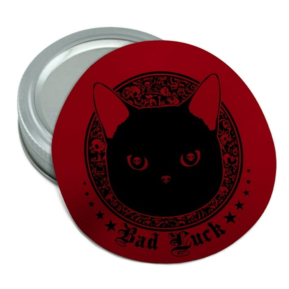 Bad Luck Black Cat with Skull Bones Round Rubber Non-Slip Jar Gripper Lid Opener