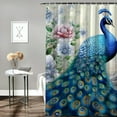 thumbnail image 2 of Creowell Peacock Flowers Leaves Pretty Shower Curtain Bathroom Decor Polyester Fiber Washable Set with Hooks 69x72, 2 of 7
