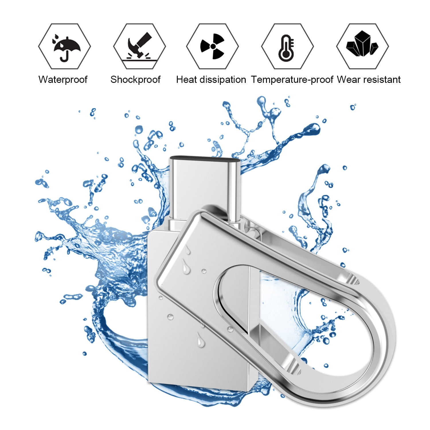 USB C Flash Drive 64 GB for Android Phones OTG Photo Stick External Storage TOPESEL Swivel USB 3.0 Thumb Drive Silver