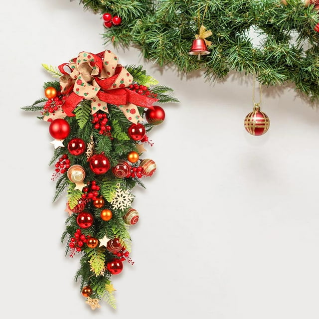 Botín de Navidad para Puerta dentera perfecl Decoración Artificial con bayas Y Adornos