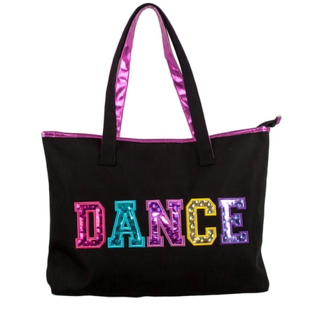1PerfectChoice Black and Fuchsia Dance Tote Bag with Multicolored Dance