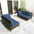 thumbnail image 6 of Grand Patio 4-Piece Wicker Patio Furniture Set, Retro Outdoor Conversation Set Sectional Sofa with Water Resistant Blue Thick Cushions(Coffee Table Not Inclueded), Brown, 6 of 6