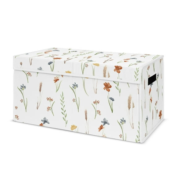 Sweet Jojo Designs Watercolor Floral Garden Sage Green Girl Storage Fabric Toy Box