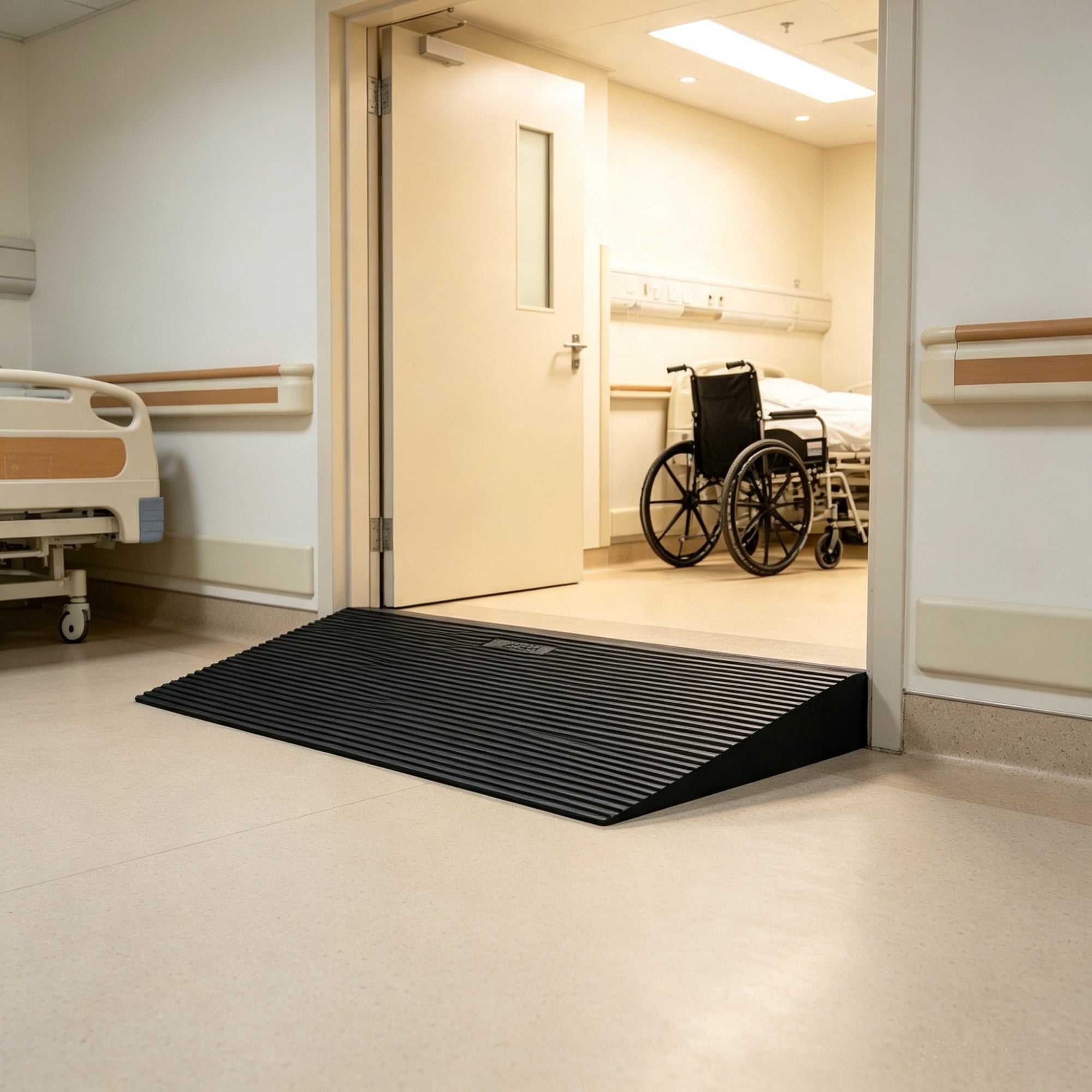 35.4" Wide Rubber Threshold Ramp (1.6" Rise), Cuttable Wheelchair Slope