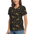 thumbnail image 2 of Honeii Christmas Gold Deers1 Print Women's Classic V-Neck T-Shirt,Womens Fashion Tops,Stylish Everyday Top for Women, Casual Summer Spring Outfits Clothes-Small, 2 of 5