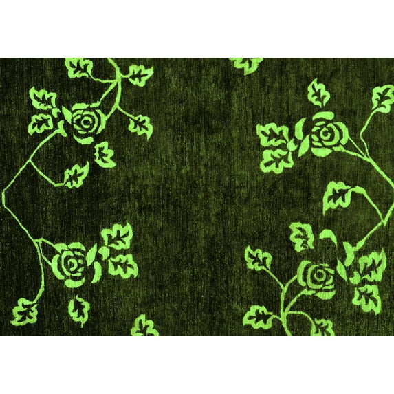 Ahgly Company Indoor Rectangle Abstract Green Modern Area Rugs, 5' x 7'